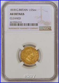 1818 Great Britain 1/2 Sovereign Gold Coin George III Graded AU Details by NGC
