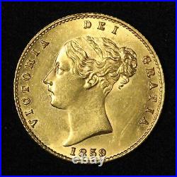 1859 Great Britain Gold Half Sovereign AU With Full Mint Luster Free Ship US