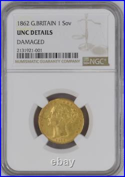 1862 Great Britain Victoria Gold Sovereign Ngc Unc Details Low Pop High-grades