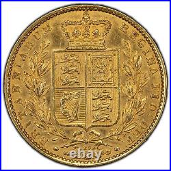 1864 Die #26 Great Britain Sovereign Gold Coin Cleaned