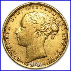 1871-1885 Great Britain Gold Sovereign Young Victoria Avg Circ SKU #49475