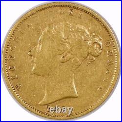 1874 Great Britain 1/2 Sovereign Gold Coin with Victoria Young Head Shield Back