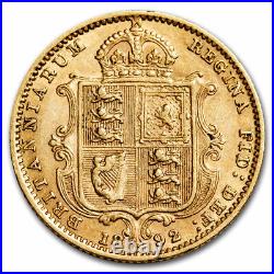 1892 Great Britain Gold 1/2 Sovereign Victoria Shield AU SKU#280446