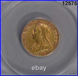 1896 Great Britain Gold Sovereign Anacs Certified Au53! #12575