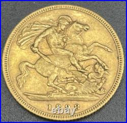 1898 Half 1/2 Sovereign Great Britain Gold Coin #480