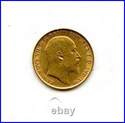 1907 Great Britain Gold Half Sovereign AU, 0.1177 AGW