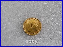 1908 Great Britain UK 1/2 Half Sovereign Gold Coin King Edward VII KM#804