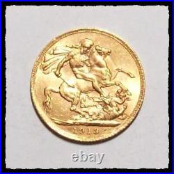 1913 GREAT BRITAIN Sovereign Gold Coin 7.98g Nice CHOICE AU #38C83