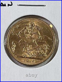 1913 Great Britain 1 Sovereign Gold Coin