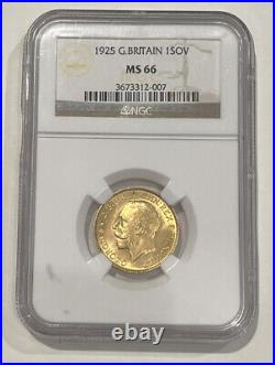 1925 Great Britain Sovereign NGC MS66