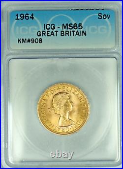 1964 Great Britain Sovereign Gold Coin ICG MS 65