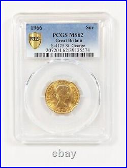 1966 Great Britain Gold Sovereign Elizabeth II PCGS MS62 Gold Shield