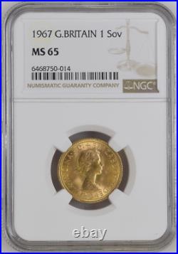1967 Great Britain Elizabeth II Gold Sovereign Gem Ngc Ms 65 Low Pop Rarity R6