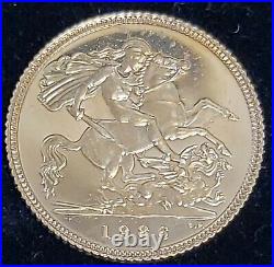 1986 United Kingdom (Great Britain) Proof Half 1/2 Sovereign Gold Coin