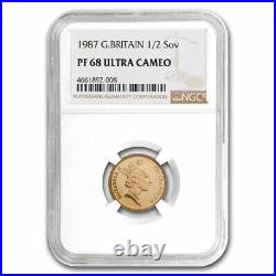 1987 Great Britain Gold 1/2 Sovereign PF-68 UCAM NGC SKU#281695