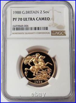 1988 Gold Great Britain 2 Pounds Sovereign Proof Coin Ngc Pf 70 Ultra Cameo
