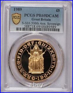 1989 Great Britain Gold 5 Pounds 500th Anniversary Sovereign PCGS PR69 DCAM