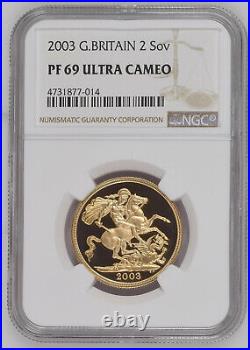 2003 Great Britain 2 Sovereign Pf 69 Ultra Cameo, Free Shipping