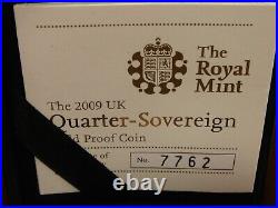 2009 Great Britain UK Royal Mint Proof Gold Quarter Sovereign in case with COA