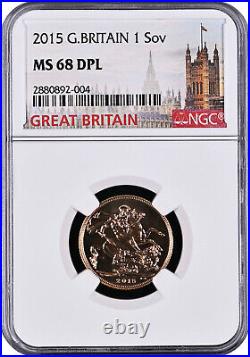 2015 Great Britain 1 Sovereign Ms 68 Dpl, Free Shipping