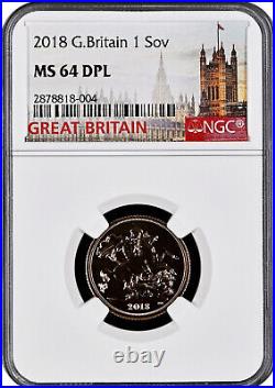 2018 Great Britain 1 Sovereign Ms 64 Dpl, Free Shipping