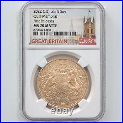 2022 Great Britain Queen II Memorial Sovereign £5 Gold Proof Coin NGC MS70 MATTE
