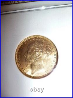 Gold 1885 MS 61 Great Britain Gold Sovereign NGC Certified Coin Queen Victoria