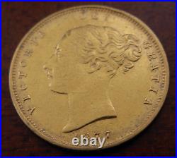 Great Britain 1877 Gold 1/2 Sovereign AU Lightly Cleaned Victoria