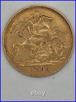 Great Britain. 1903 Half Sovereign KEVII St George Reverse 22ct Gold