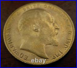 Great Britain 1908 Gold 1 Sovereign AU Edward VII