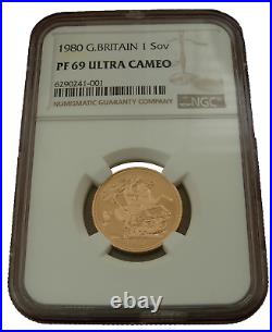 Great Britain 1980 Gold 1 Sovereign Pound NGC PF69UC