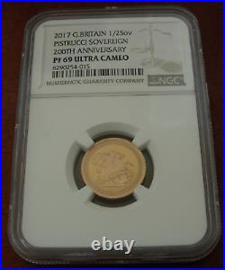 Great Britain 2017 Gold 1/2 Sovereign NGC PF69UC Pistrucci Sovereign 200th Anniv