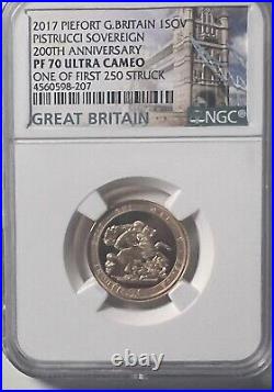 Great Britain 2017 Gold 1 Sovereign NGC PF70UC Pistrucci Sovereign 200th Anniv