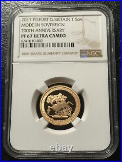 Great Britain 2017 Gold Piefort Pistrucci Sovereign Proof Coin Ngc Pf 67 Uc