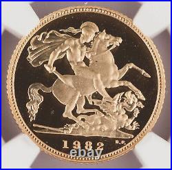 Great Britain UK 1982 1/2 Half Sovereign 0.1177 Oz AGW Gold Proof Coin NGC PF70