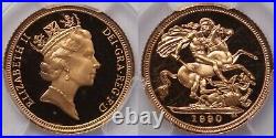 PCGS PR69DCAM Great Britain 1990 Half Sovereign Elizabeth II Gold Proof Coin